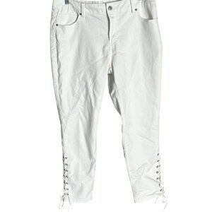 Artisan NY Womens White Cotton Lace-Up Capri Pants Size 14